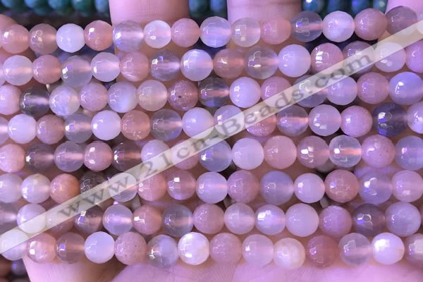 CMS1954 15.5 inches 6mm faceted round rainbow moonstone beads