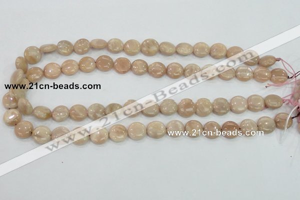 CMS22 15.5 inches 12mm flat round moonstone gemstone beads wholesale