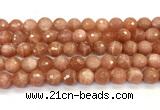 CMS2260 15 inches 10mm faceted round orange moonstone beads