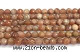 CMS2281 15 inches 8mm faceted round moonstone beads