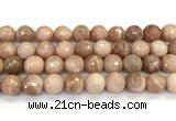 CMS2283 15 inches 12mm faceted round moonstone beads