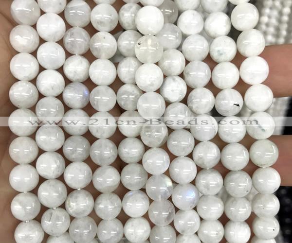 CMS2368 15 inches 8mm round white moonstone beads wholesale