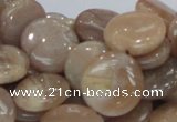 CMS24 15.5 inches 18mm flat round moonstone gemstone beads wholesale