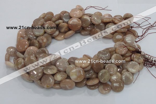 CMS24 15.5 inches 18mm flat round moonstone gemstone beads wholesale