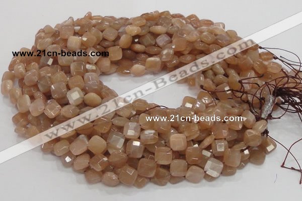 CMS41 15.5 inches 10*10mm faceted diamond moonstone gemstone beads