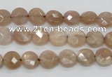 CMS43 15.5 inches 8mm faceted coin moonstone gemstone beads