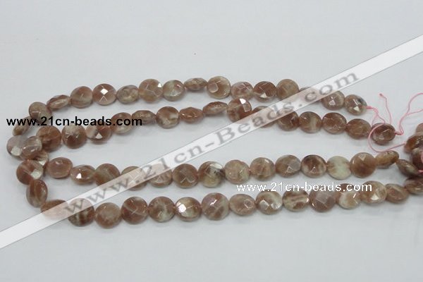 CMS45 15.5 inches 12mm faceted coin moonstone gemstone beads