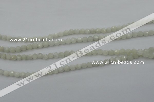 CMS451 15.5 inches 4mm faceted round white moonstone gemstone beads