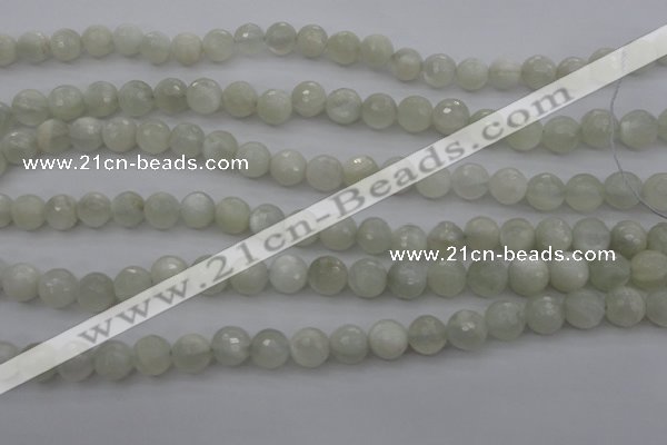 CMS453 15.5 inches 8mm faceted round white moonstone gemstone beads