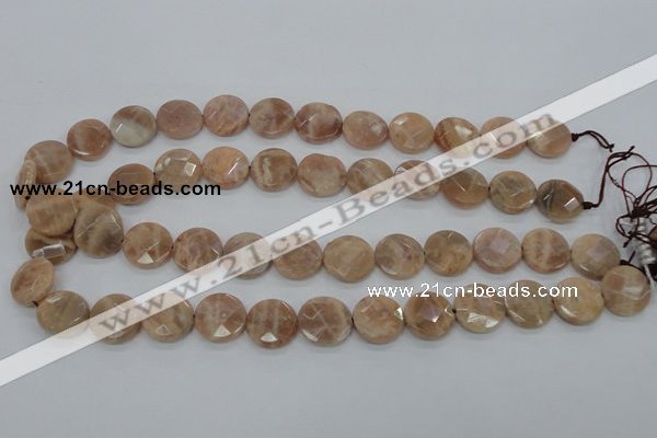 CMS47 15.5 inches 16mm faceted coin moonstone gemstone beads