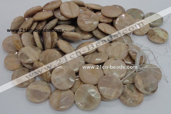 CMS48 15.5 inches 30mm faceted coin moonstone gemstone beads