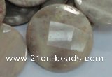 CMS49 15.5 inches 40mm faceted coin moonstone gemstone beads