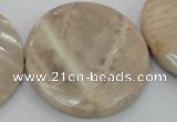 CMS50 15.5 inches 50mm faceted coin moonstone gemstone beads