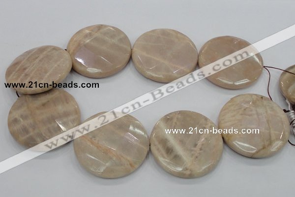 CMS50 15.5 inches 50mm faceted coin moonstone gemstone beads