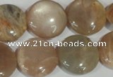 CMS525 15.5 inches 20mm flat round moonstone beads wholesale