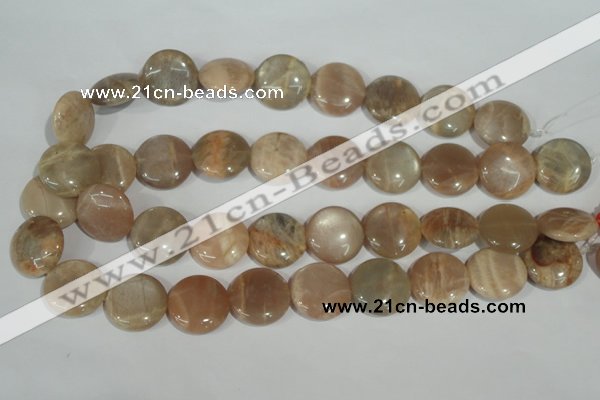 CMS525 15.5 inches 20mm flat round moonstone beads wholesale