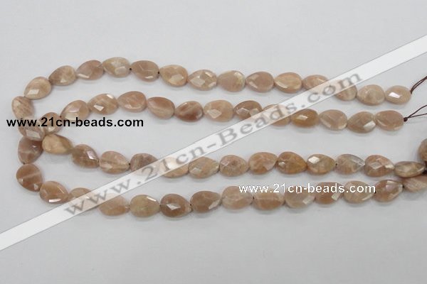 CMS53 15.5 inches 10*14mm faceted flat teardrop moonstone beads