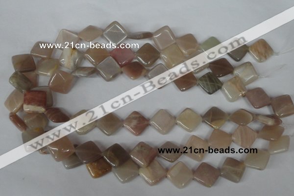 CMS531 15.5 inches 15*15mm diamond moonstone beads wholesale