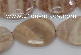 CMS56 15.5 inches 22*30mm faceted flat teardrop moonstone beads