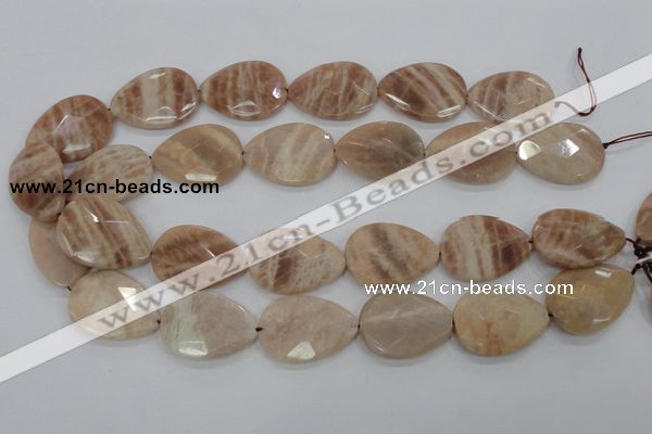 CMS56 15.5 inches 22*30mm faceted flat teardrop moonstone beads