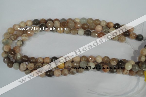 CMS572 15.5 inches 10mm faceted round moonstone beads wholesale