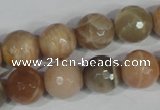 CMS573 15.5 inches 12mm faceted round moonstone beads wholesale