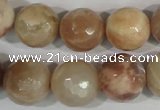 CMS574 15.5 inches 14mm faceted round moonstone gemstone beads