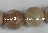 CMS578 15.5 inches 22mm faceted round moonstone beads wholesale