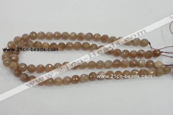CMS60 15.5 inches 10mm faceted round moonstone gemstone beads