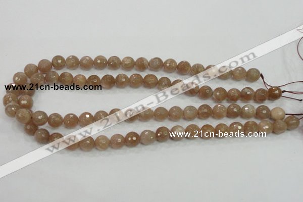 CMS60 15.5 inches 10mm faceted round moonstone gemstone beads