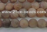 CMS603 15.5 inches 10mm round matte natural moonstone beads