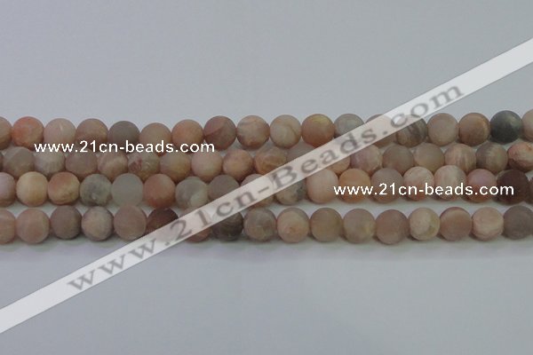 CMS605 15.5 inches 14mm round matte natural moonstone beads