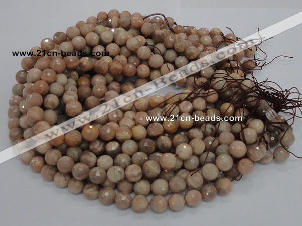 CMS61 15.5 inches 12mm faceted round moonstone gemstone beads