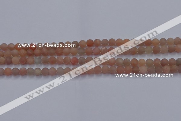 CMS610 15.5 inches 4mm round matte moonstone beads wholesale