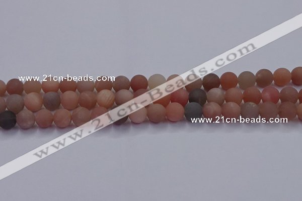 CMS613 15.5 inches 10mm round matte moonstone beads wholesale