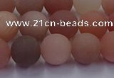 CMS614 15.5 inches 12mm round matte moonstone beads wholesale