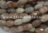 CMS70 15.5 inches 6*10mm faceted rice moonstone gemstone beads