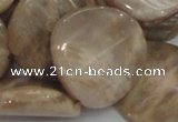 CMS80 15.5 inches 28mm twisted coin moonstone gemstone beads