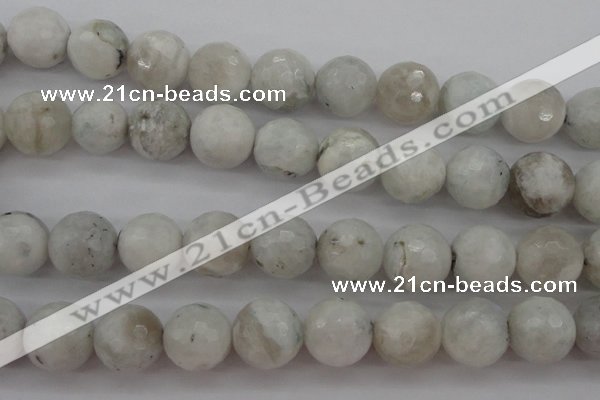 CMS805 15.5 inches 14mm faceted round white moonstone beads