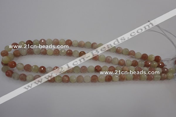 CMS871 15.5 inches 8mm faceted round moonstone gemstone beads