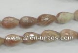 CMS88 15.5 inches 8*12mm faceted teardrop moonstone gemstone beads