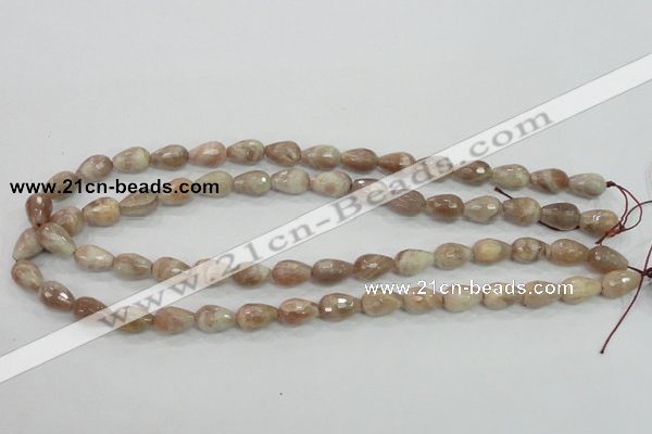 CMS88 15.5 inches 8*12mm faceted teardrop moonstone gemstone beads