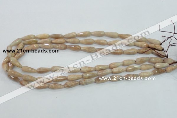 CMS90 15.5 inches 7*18mm faceted teardrop moonstone gemstone beads