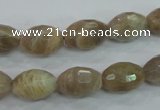 CMS92 15.5 inches 10*14mm faceted rice moonstone gemstone beads