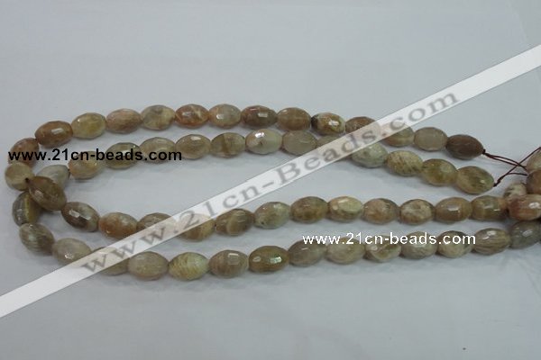 CMS92 15.5 inches 10*14mm faceted rice moonstone gemstone beads