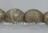 CMS94 15.5 inches 15*20mm faceted rice moonstone gemstone beads