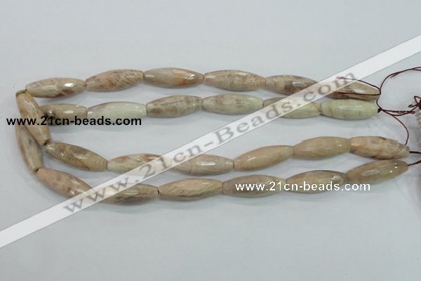 CMS95 15.5 inches 10*30mm faceted rice moonstone gemstone beads