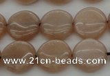 CMS957 15.5 inches 10mm flat round A grade moonstone beads