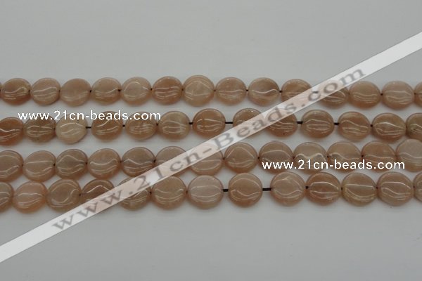 CMS957 15.5 inches 10mm flat round A grade moonstone beads