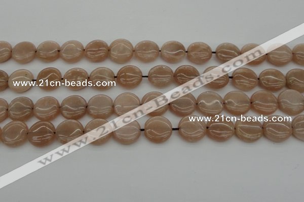 CMS958 15.5 inches 12mm flat round A grade moonstone beads